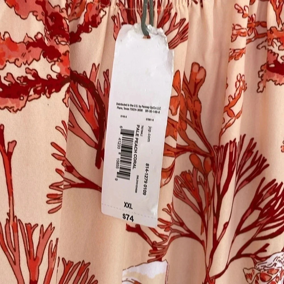 Liz Claiborne Peach Floral Peasant Boho Ruffled Dress - Picture 3 of 9